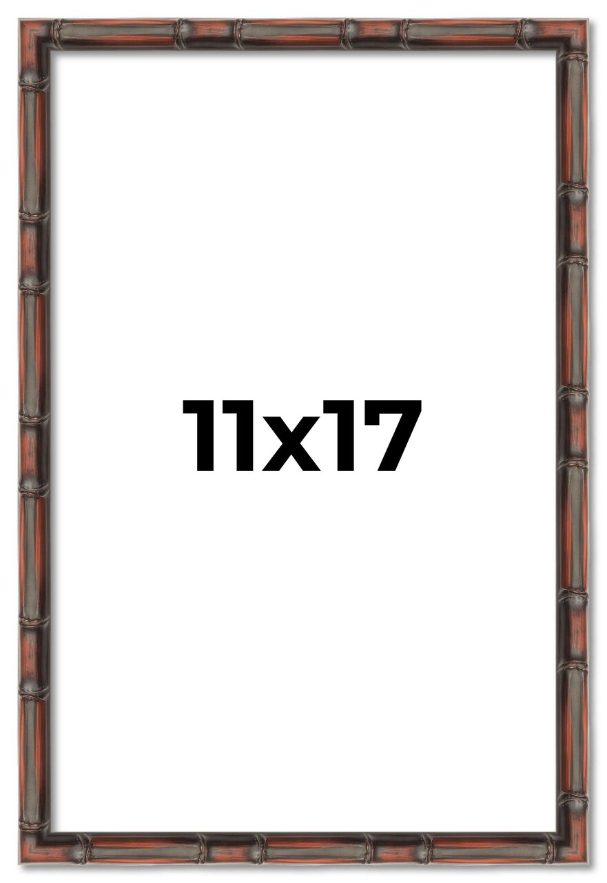 11x17 Thin Bamboo Picture Frame with UV-Resistant Acrylic & Acid Free Backing, Available in 2 Finishes - Gold and Brown